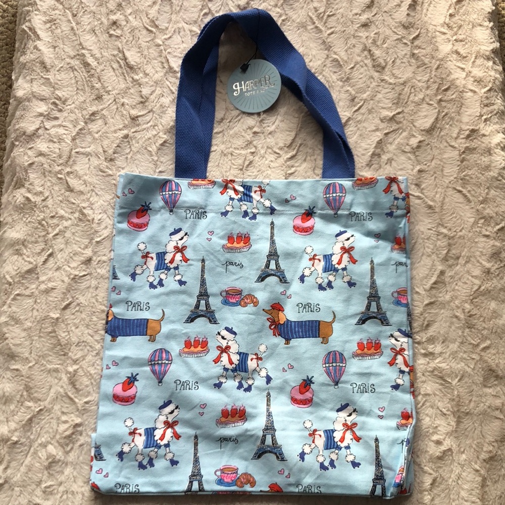 Harper PARIS themed Canvas TOTE Shopping Bag